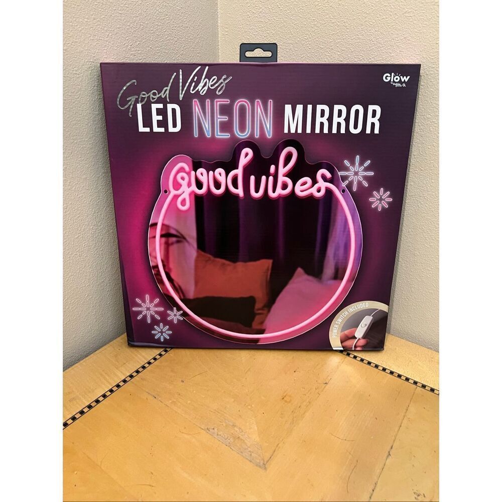 New in Box! Gabba Goods Glow Good Vibes LED Neon Light Mirror